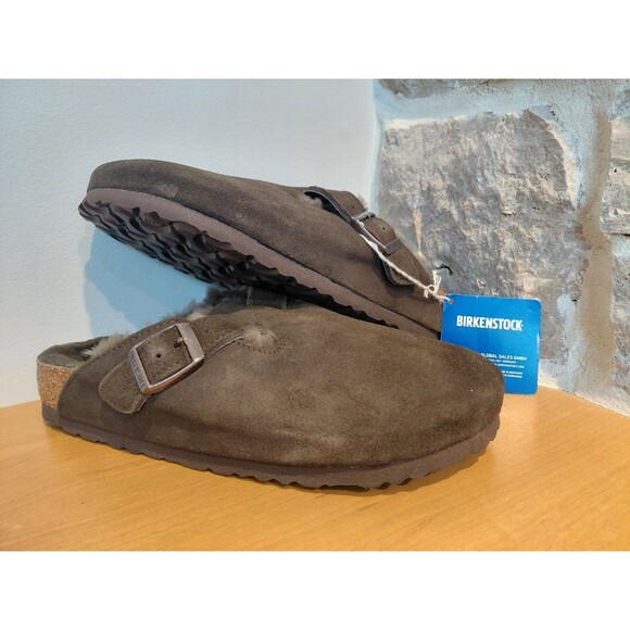 Birkenstock Shoes - NEW Birkenstock Boston Shearling Mocha Suede Leather Women's Size 7-7.5